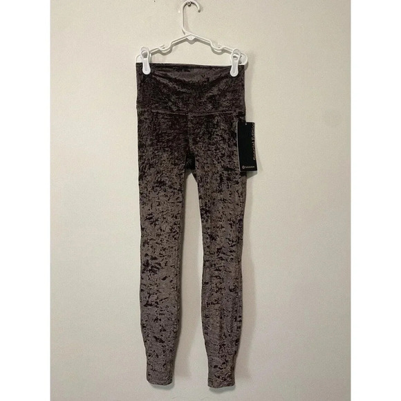 Lululemon Wunder Lounge High-Rise Tight 28" Crushed Velvet Brown Womens Size 4 - Picture 1 of 8